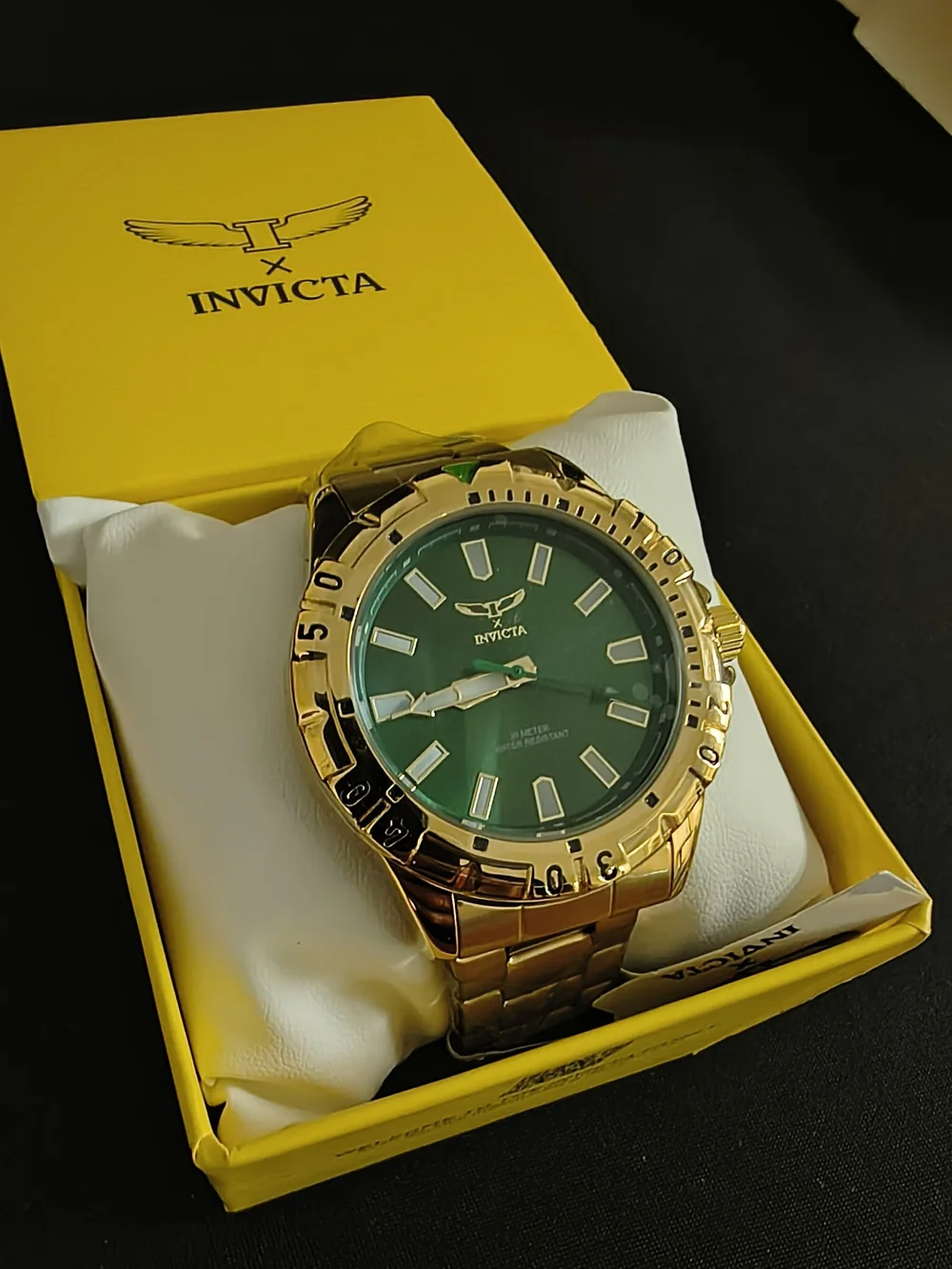 Invicta Gold-Tone Watch with Green Dial